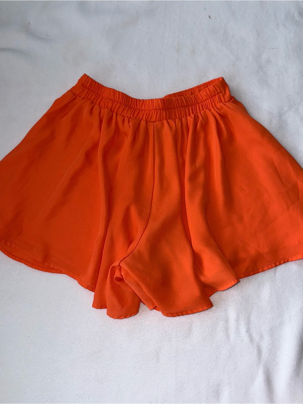 Adrienne Bright Orange Flowy Elastic-Waist Shorts